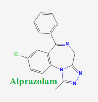 Cấu trúc hóa học của dược chất Alprazolam (Alprazolam chemical)