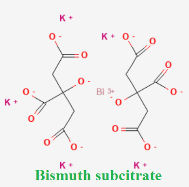 cấu trúc hóa học của dược chất Bismuth subcitrate (Bismuth tripotassium dicitrate)