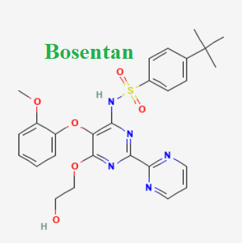 Cấu trúc hóa học của dược chất Bosentan (Bosentan chemical)