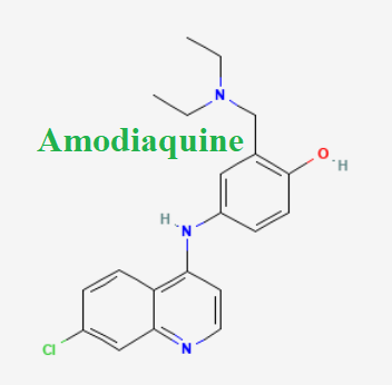 Cấu trúc hóa học của dược chất Amodiaquin (Amodiaquine chemical)