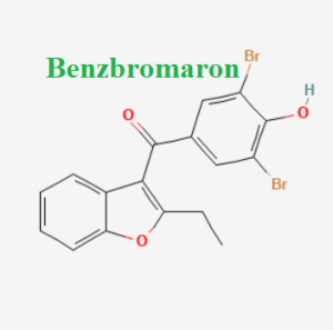 Cấu trúc hóa học của dược chất Benzbromaron (Benzbromarone chemical)