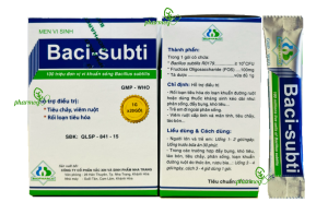 Men vi sinh Baci-Subti (Gói bột cốm/viên nang chứa ≥ 10 mũ 8 CFU/500mg Bacillus subtilis)