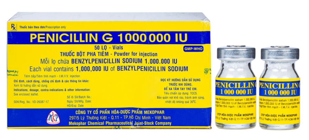 Penicillin G 1 000 000 IU Mekophar (Thuốc bột pha tiêm chứa Benzylpenicilin natri 1.000.000 IU)