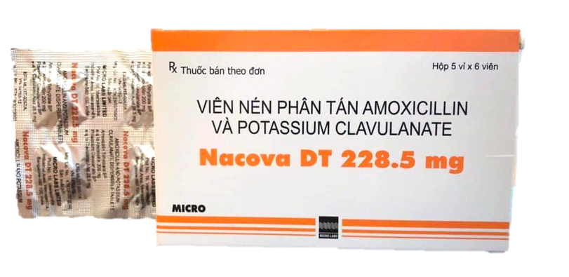 Nacova DT 228.5mg (Amoxicillin + Clavulanate)