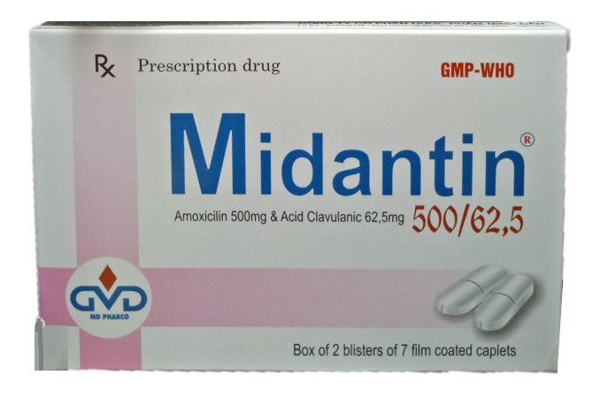 Midantin 500/62,5 (Amoxicillin + Clavulanate)
