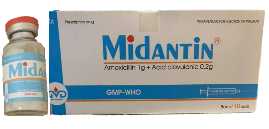 Midantin 1g/0.2g (Amoxicillin + Clavulanate)
