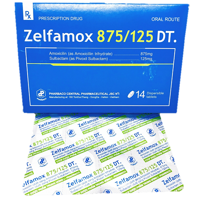 Zelfamox 875/125DT (Amoxicillin + Sulbactam)