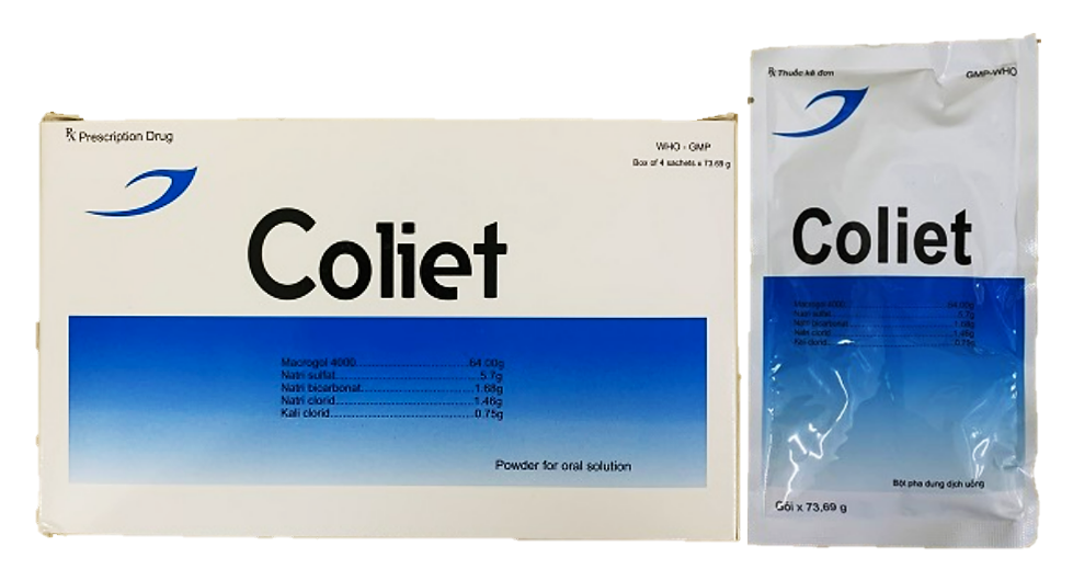 Coliet (Các chất điện giải + Macrogol (Polyethylene glycol))