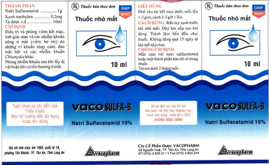 Vacosulfa-B (Sodium sulfacetamide + Xanh Methylen (Methylen Blue))