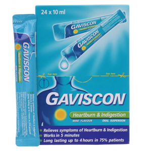 Gaviscon (Calcium carbonate + Sodium alginate + Sodium bicarbonate)