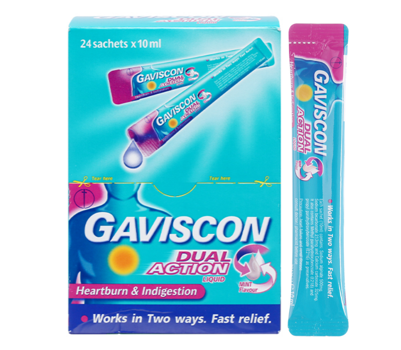 Gaviscon Dual Action (Calcium carbonate + Sodium alginate + Sodium bicarbonate)
