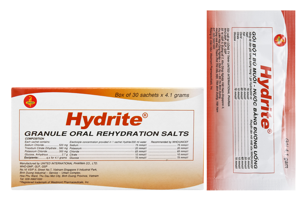 Hydrite (Glucose khan + Sodium chloride + Sodium citrate + Potassium chloride…)