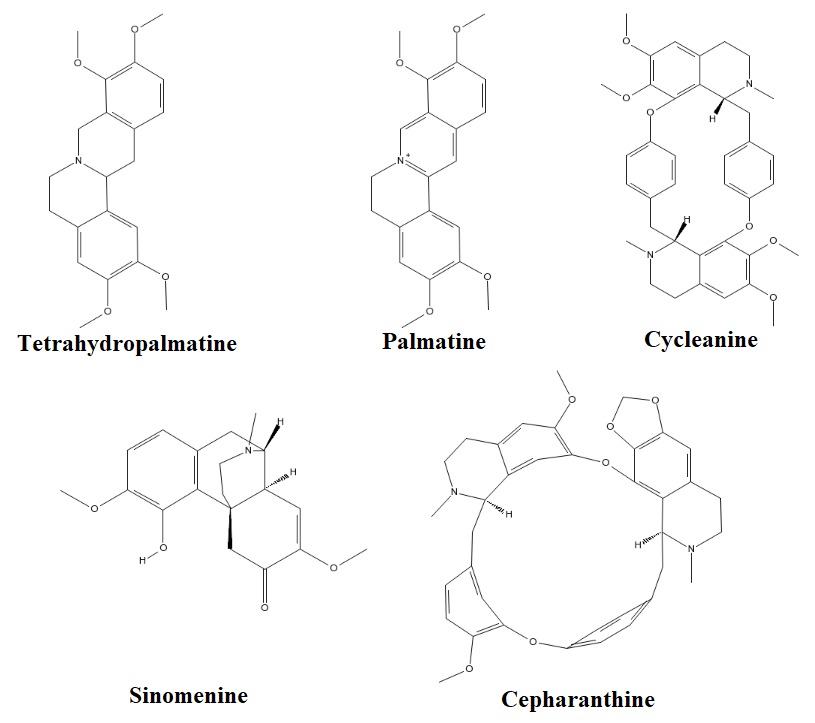 Cấu trúc hóa học một số hoạt chất có trong củ Bình vôi (Stephania spp).