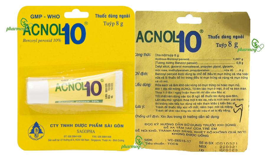 Acnol 10 (Kem bôi da có chứa Benzoyl Peroxide 10%)